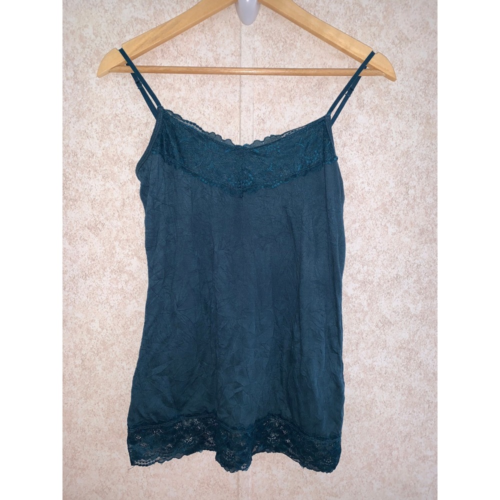 Maurices Camisole Teal Lace Trim Spaghetti Strap Tank Top Women's Medium - Picture 2 of 10